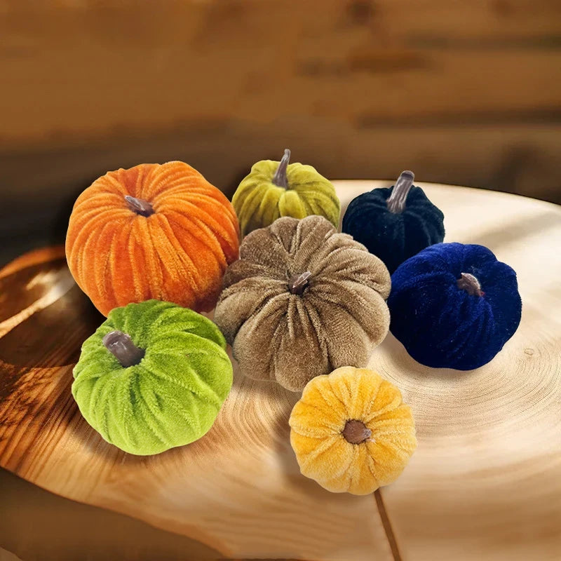 Set zucche decorative in velluto