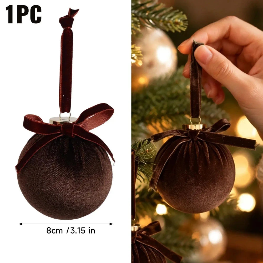Set Palline Natale Velluto con Fiocchi