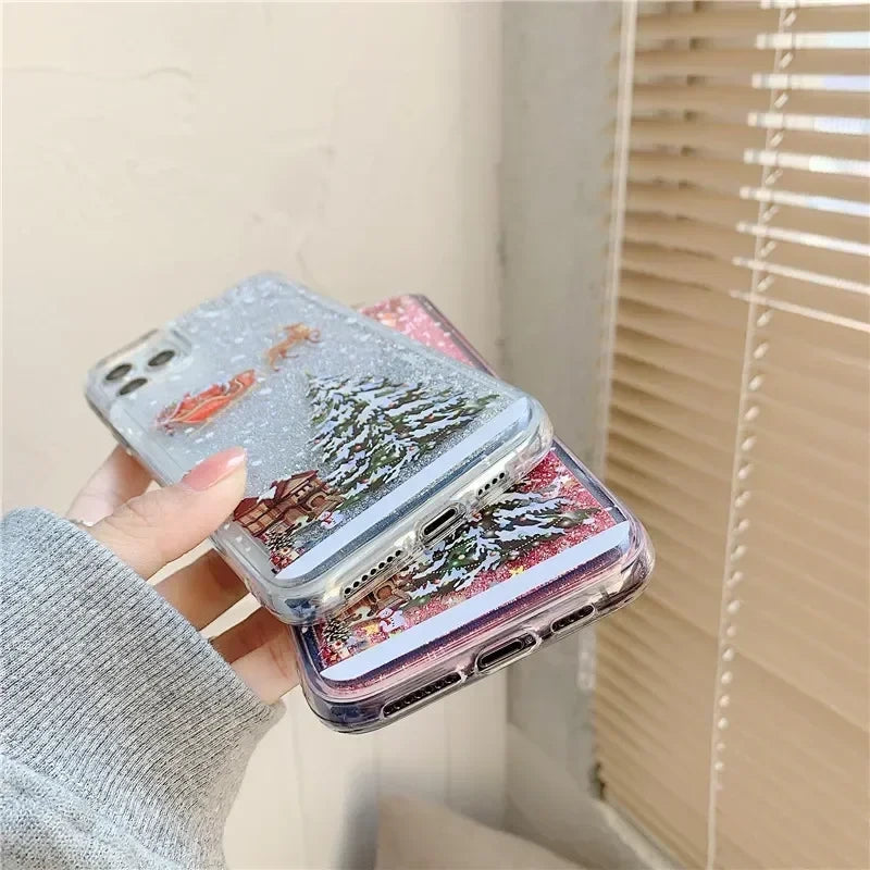 Custodia Natalizia con Glitter Liquidi per Smartphone