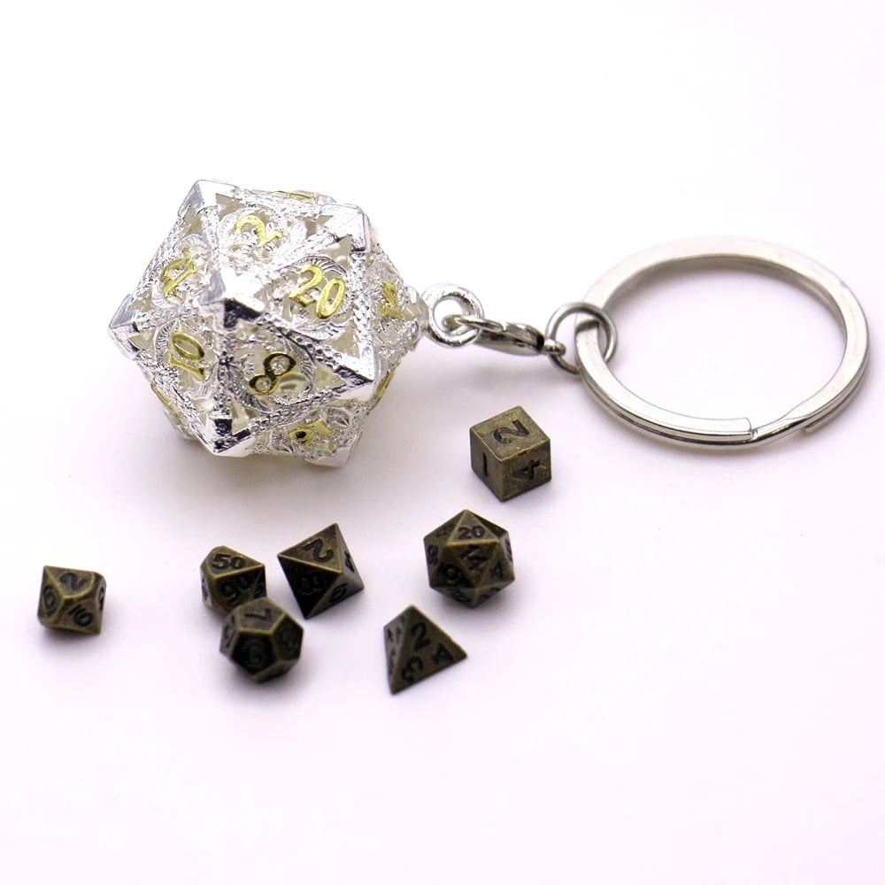 Set Dadi Metallo con Scatola D20