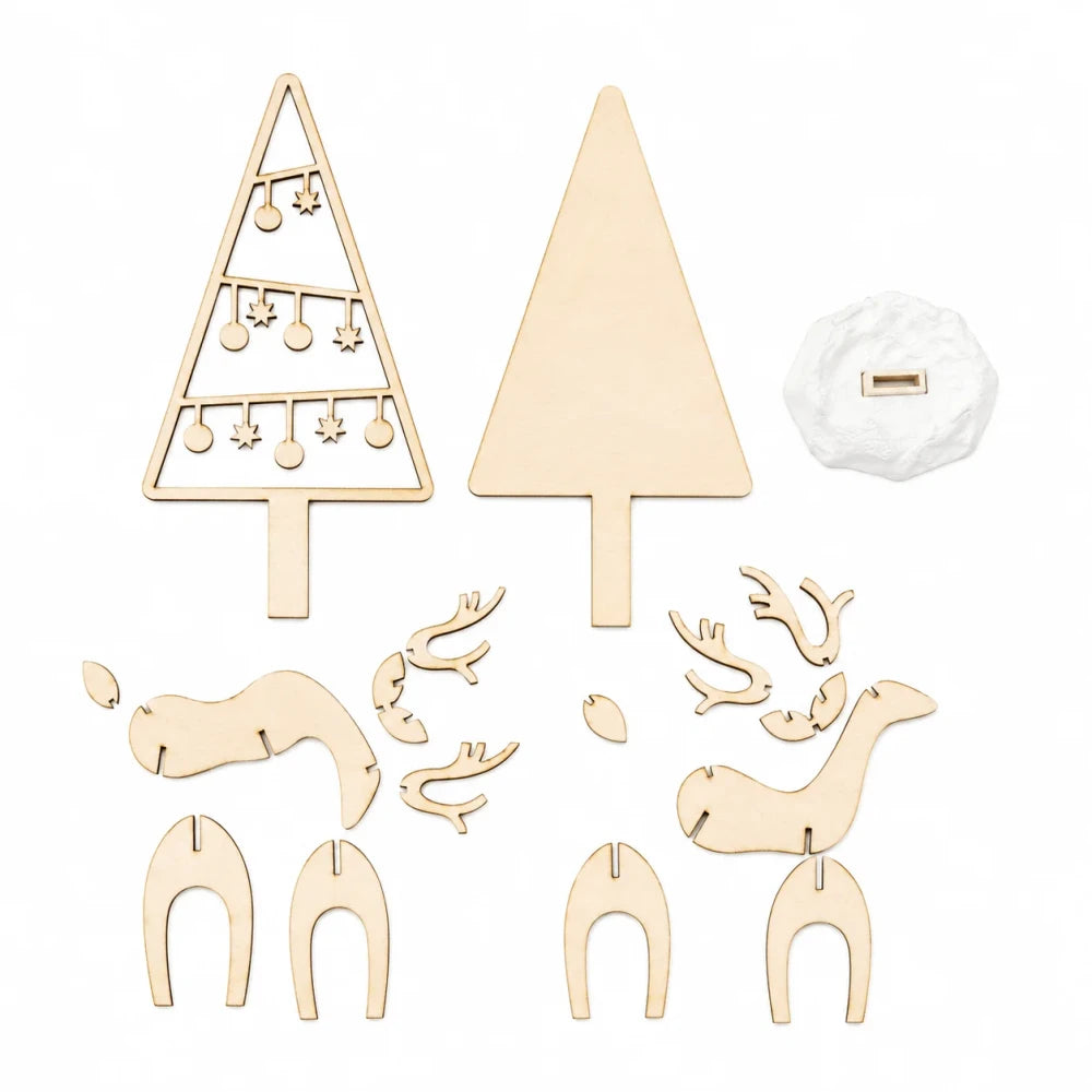 Set decorazioni natalizie legno stile nordico