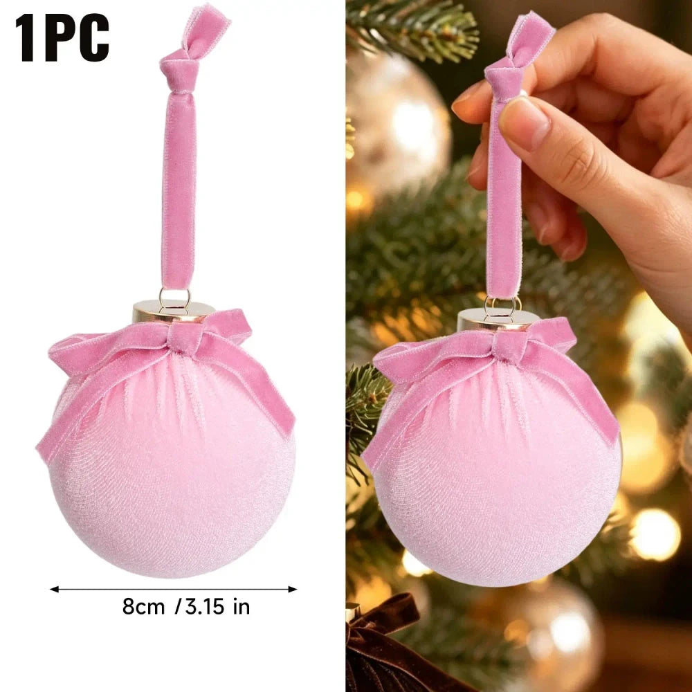 Set Palline Natale Velluto con Fiocchi