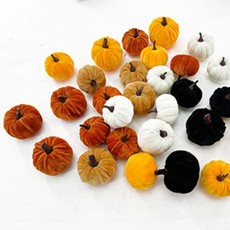 Set zucche decorative in velluto