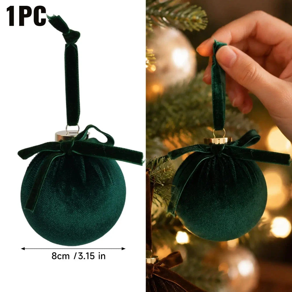 Set Palline Natale Velluto con Fiocchi
