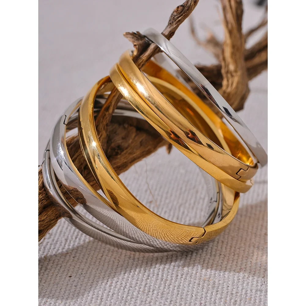 Bracciale Rigido Sovrapponibile in Acciaio Inossidabile