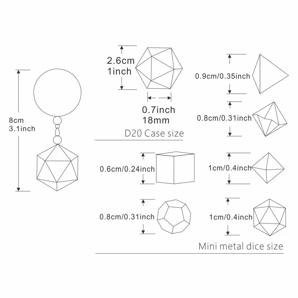 Set Dadi Metallo con Scatola D20