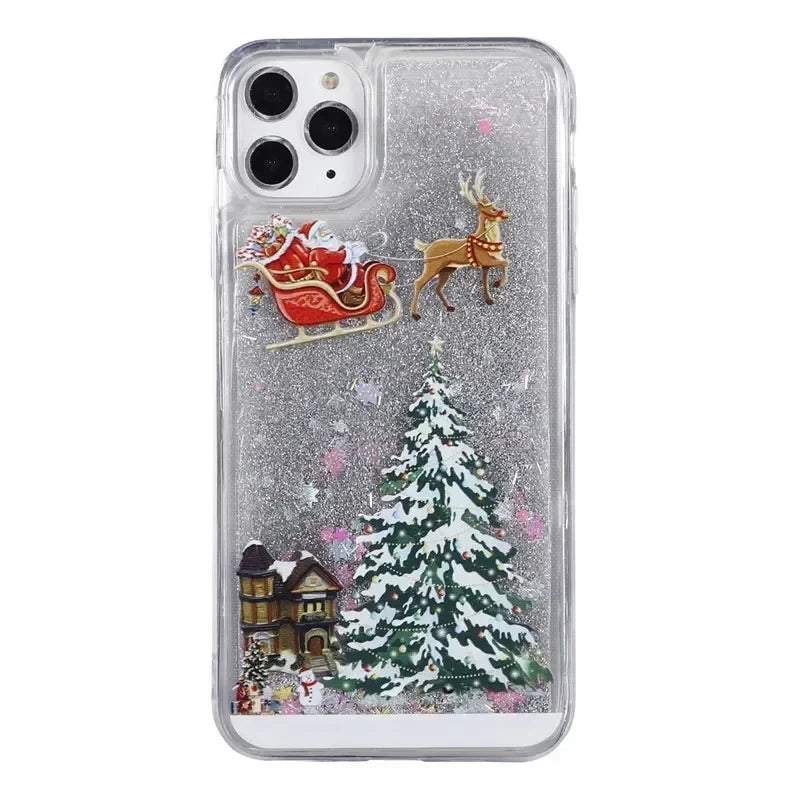 Custodia Natalizia con Glitter Liquidi per Smartphone