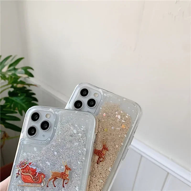 Custodia Natalizia con Glitter Liquidi per Smartphone